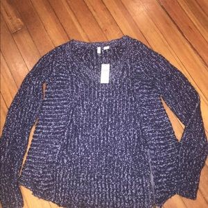 Anthropologie Moth Nubby Side Zip Sweater Blue XXsmall